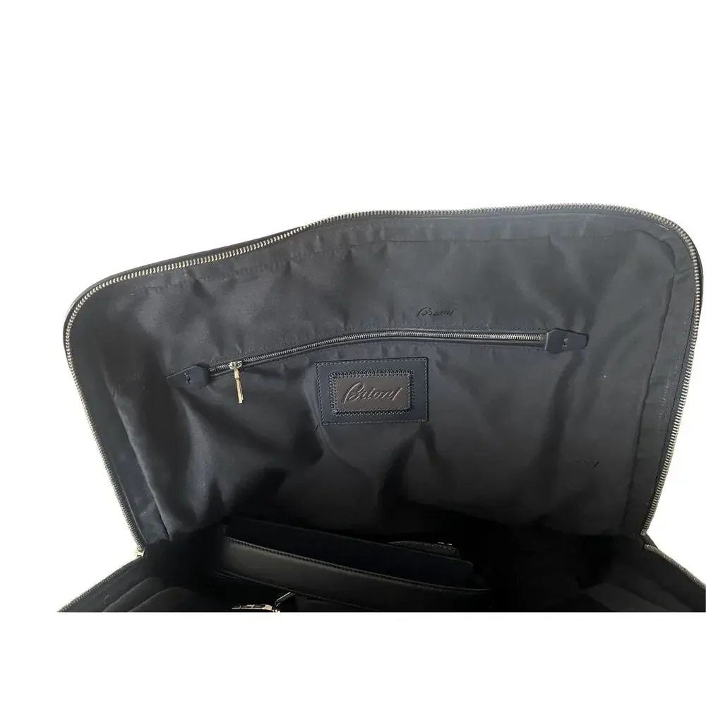 $5,500 NWT Brioni Black Grained Scratched Resistance Leather Briefcase